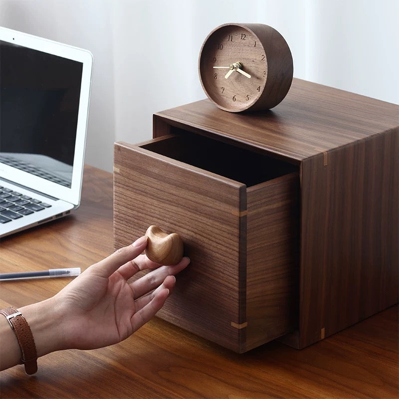 Minimalist Solid Wood Desktop Storage Organizer | Walnut Addicted