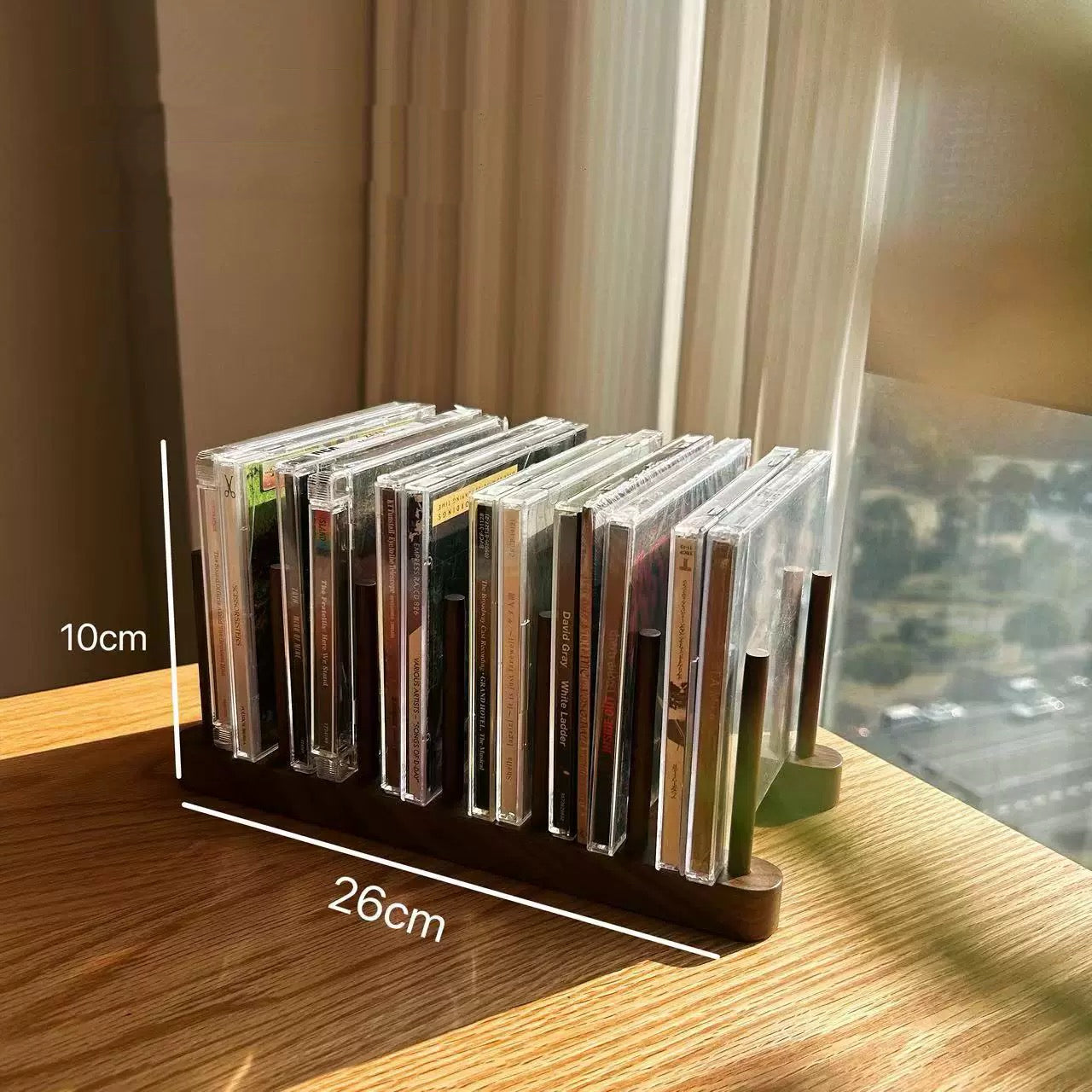 Premium Solid Wood CD Display Storage Rack | Walnut Addicted