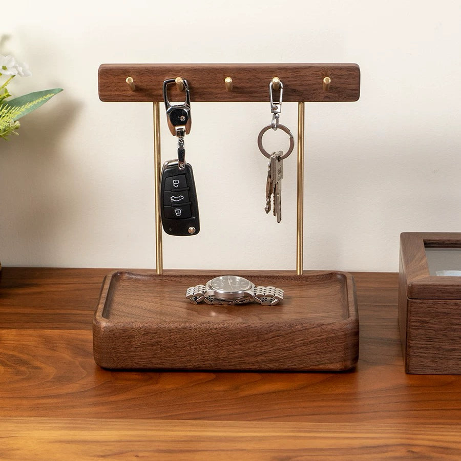 Solid Wood Entryway Key Holder Stand