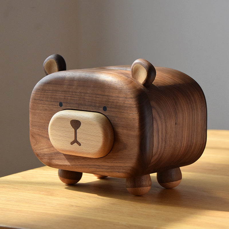 HoneyBear Walnut Tissue Box