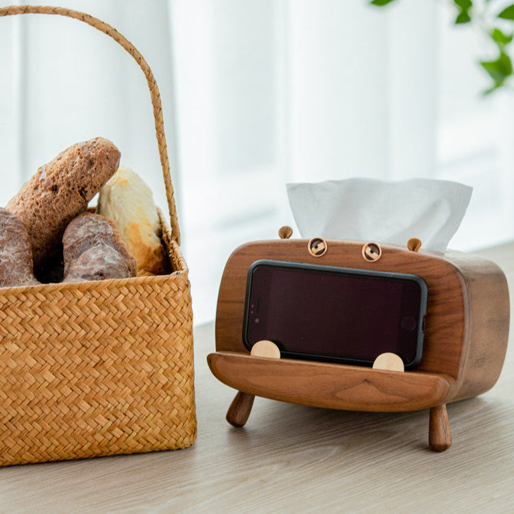 Hippo Walnut Tissue Box