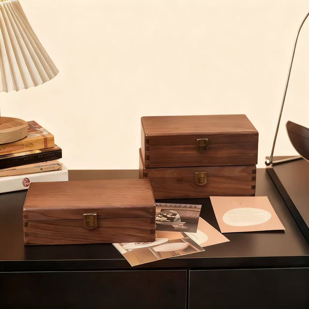 Emerald Minimalist Walnut Jewelry Box