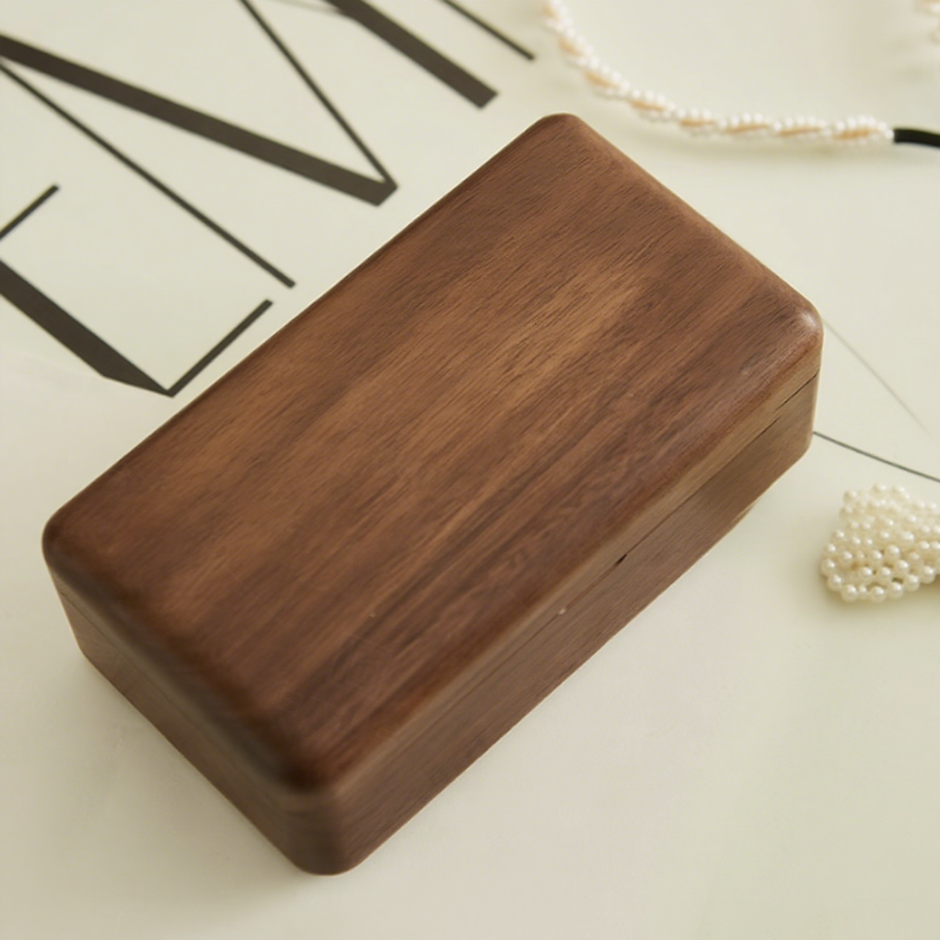 Black Walnut Velvet Jewelry Box