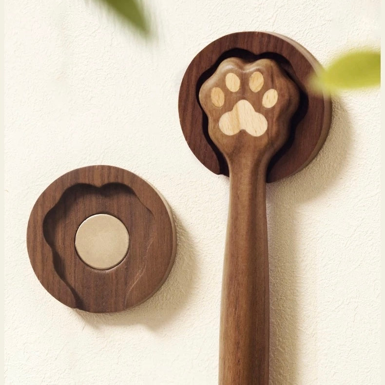 Cat Paw Long Handle Black Walnut Shoehorn - Ideal for Standing