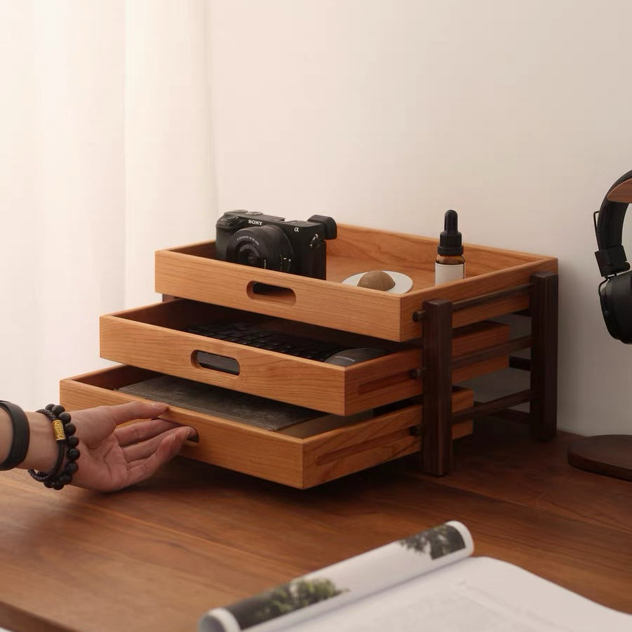Sora Massivholz Schubladen-Organizer offen