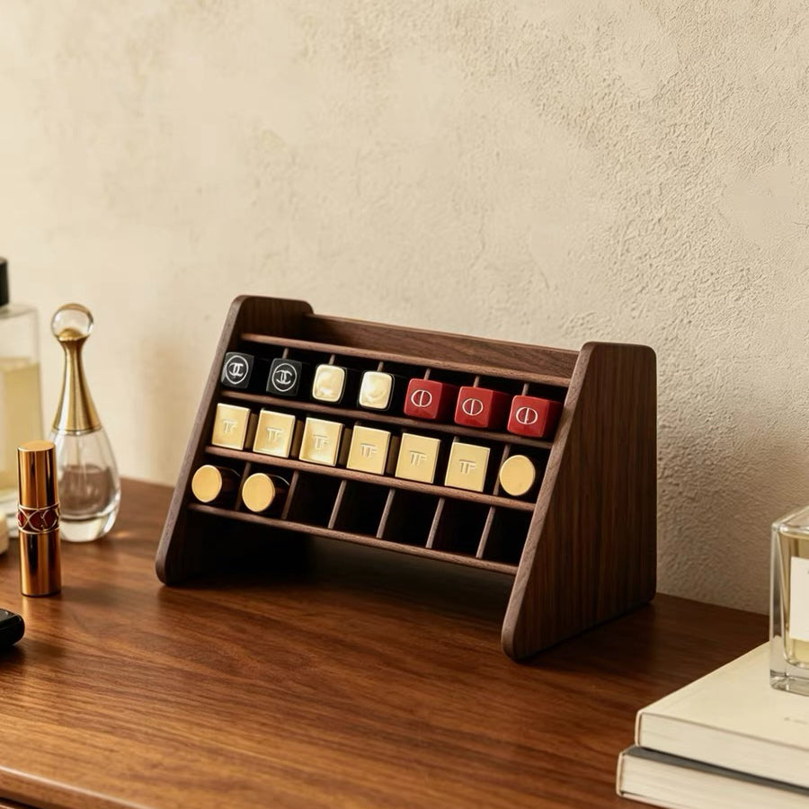 Kiro Lippenstift-Organizer aus massivem Nussbaumholz
