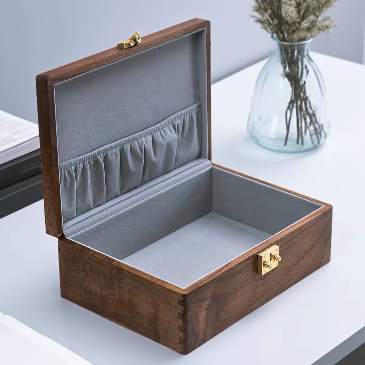 Bumi Dokumenten-Organizer-Box aus Massivholz Walnuss