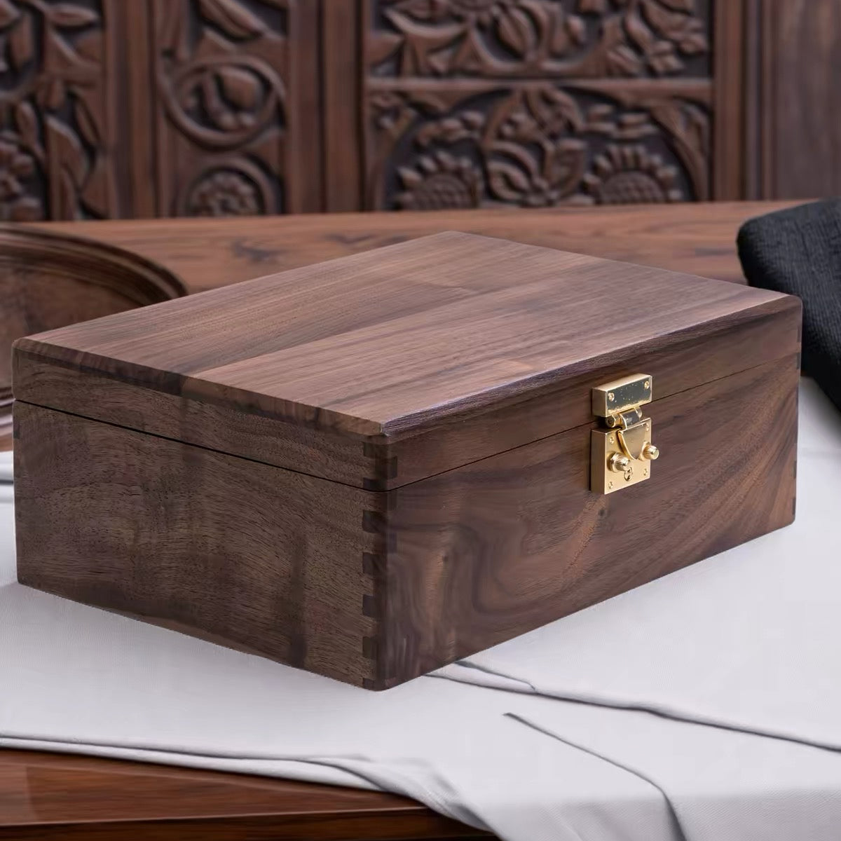 Bumi Dokumenten-Organizer-Box aus Massivholz Walnuss