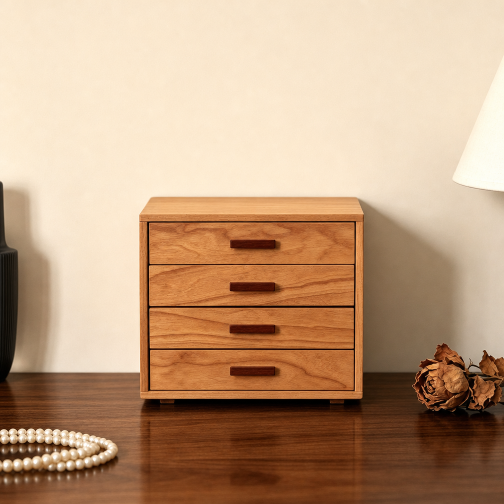 Armoire à bijoux en bois de cerisier massif Quadra
