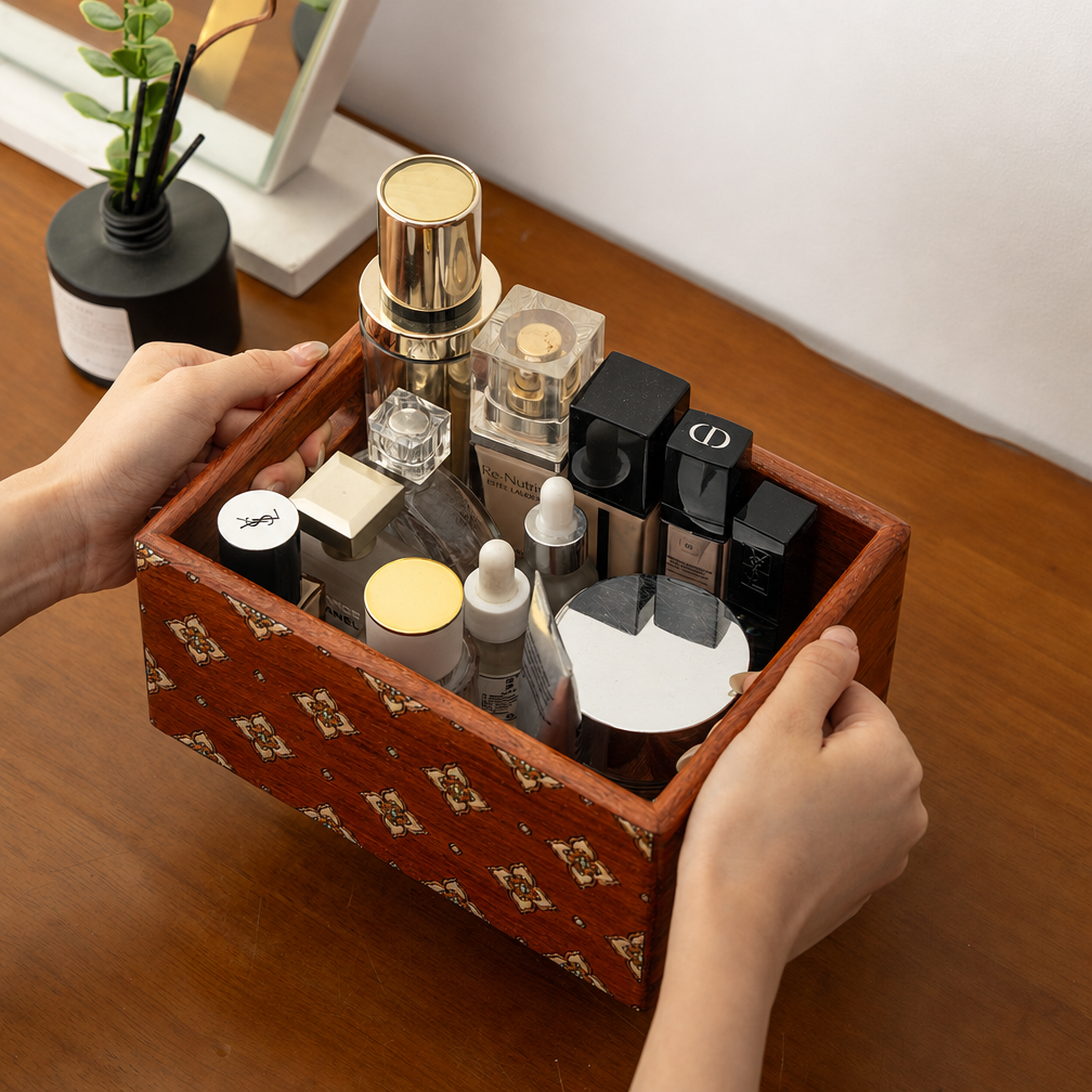 Rosette Kosmetik-Organizer aus Massivholz