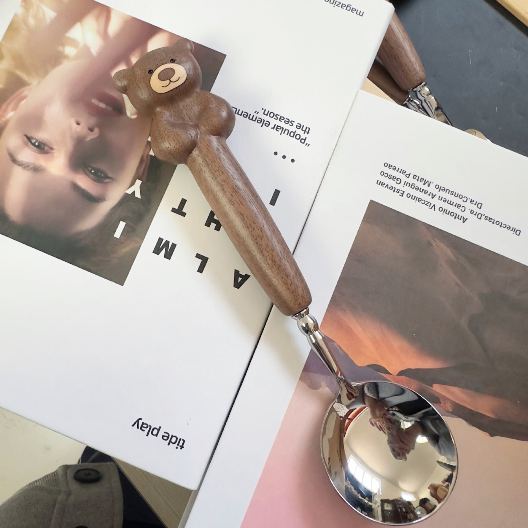 Black Walnut Bear Tableware Set for Kids