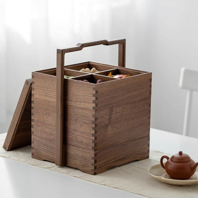 Black Walnut multi-layer box used for tea leaves and accessories