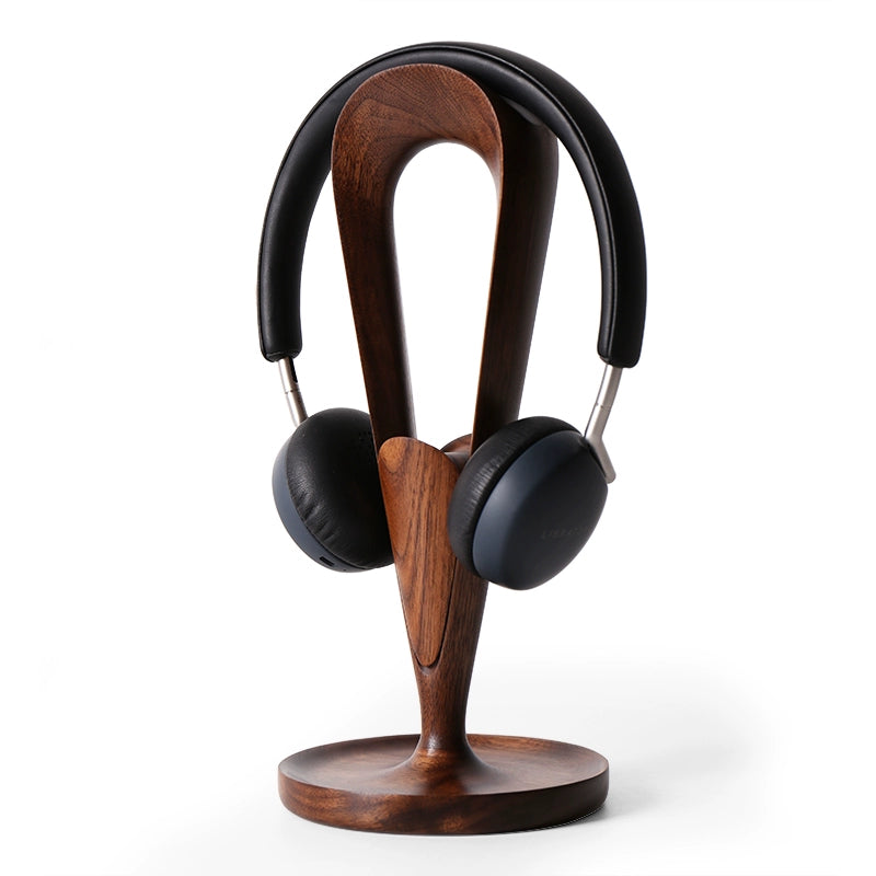Black walnut wooden stand for headphones