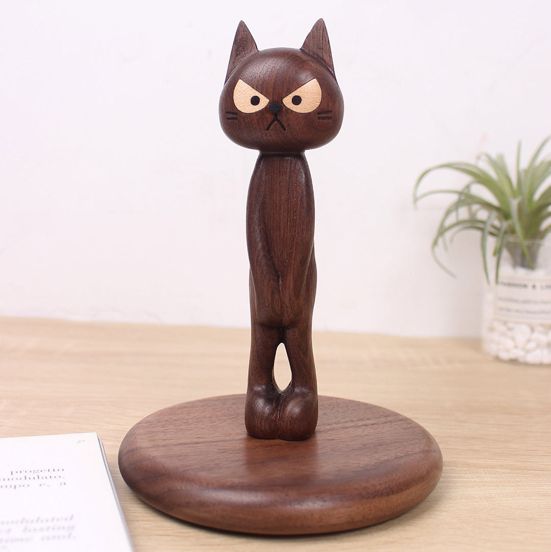 Cat-Shaped Wooden Tissue Holder for Bathroom & Kitchen