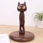 Cat-Shaped Wooden Tissue Holder for Bathroom & Kitchen