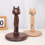 Cat Shaped Wooden Tissue Stand for Countertop