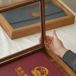 Clarion walnut document organizer on office desk