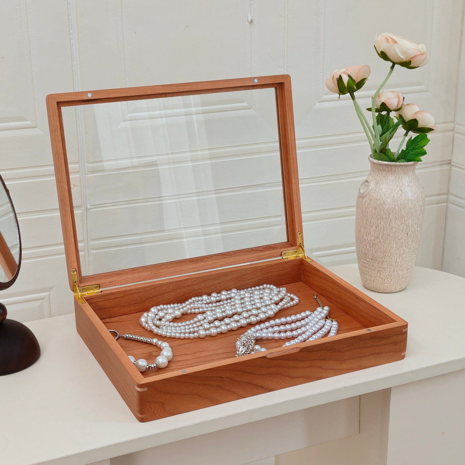 Clarion wood organizer with smooth walnut finish