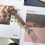 Cute Bear Handcrafted Black Walnut Cutlery Set – Spoon & Fork