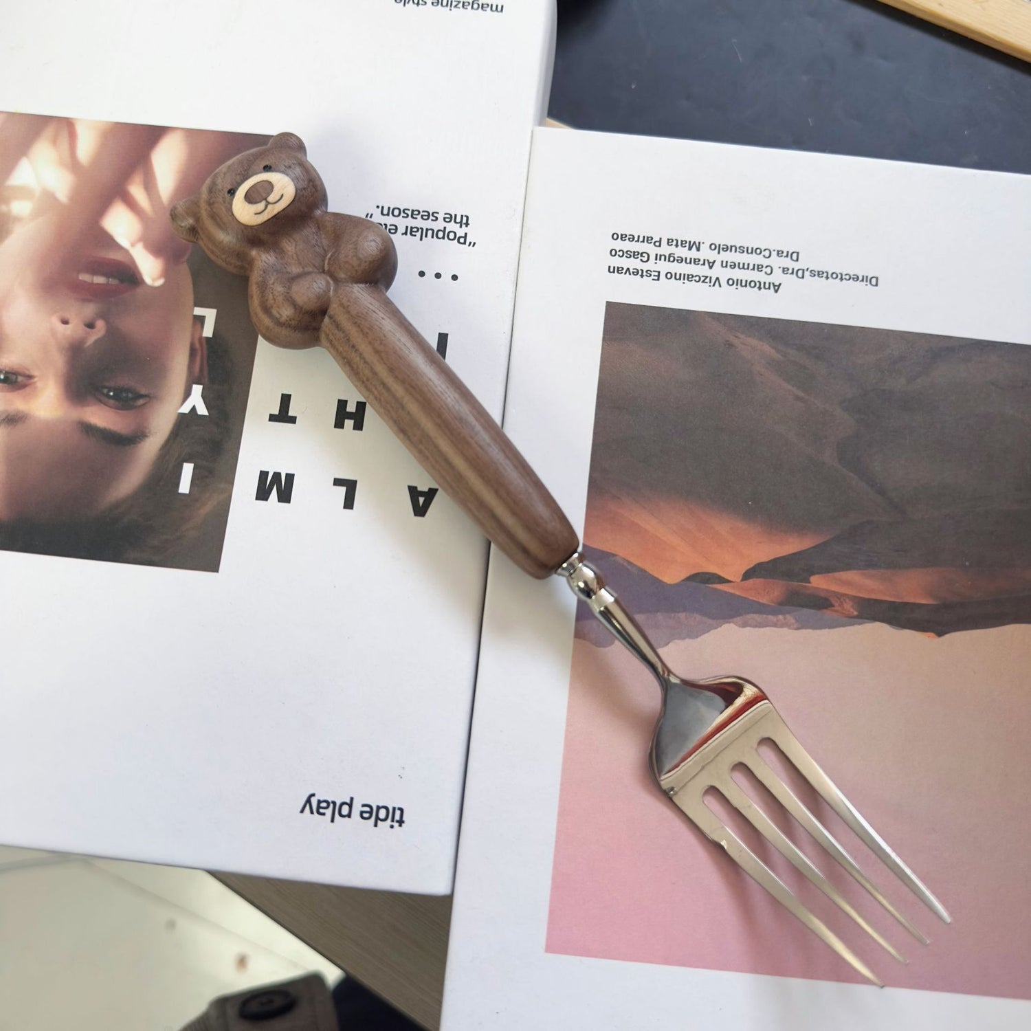 Cute Bear Handcrafted Black Walnut Cutlery Set – Spoon & Fork