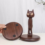 Cute Cat Design Wooden Paper Tissue Holder