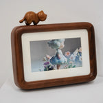 Cute Cat Wooden Photo Frame – Solid Black Walnut Desktop Frame