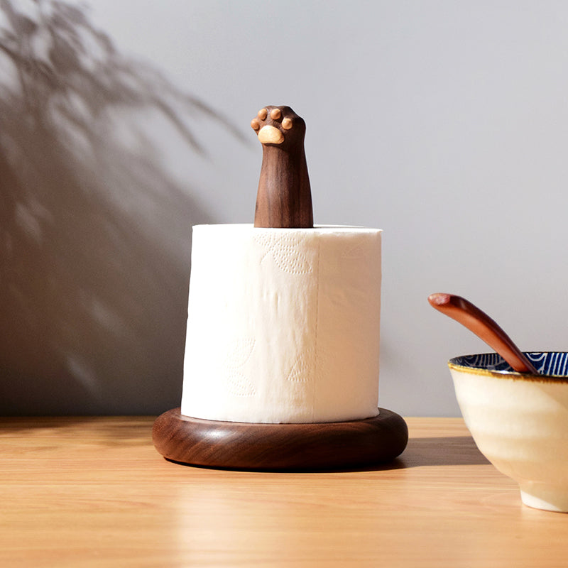 Cute Wooden Cat Paw Tissue Stand