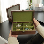 Emerald handcrafted walnut jewelry box