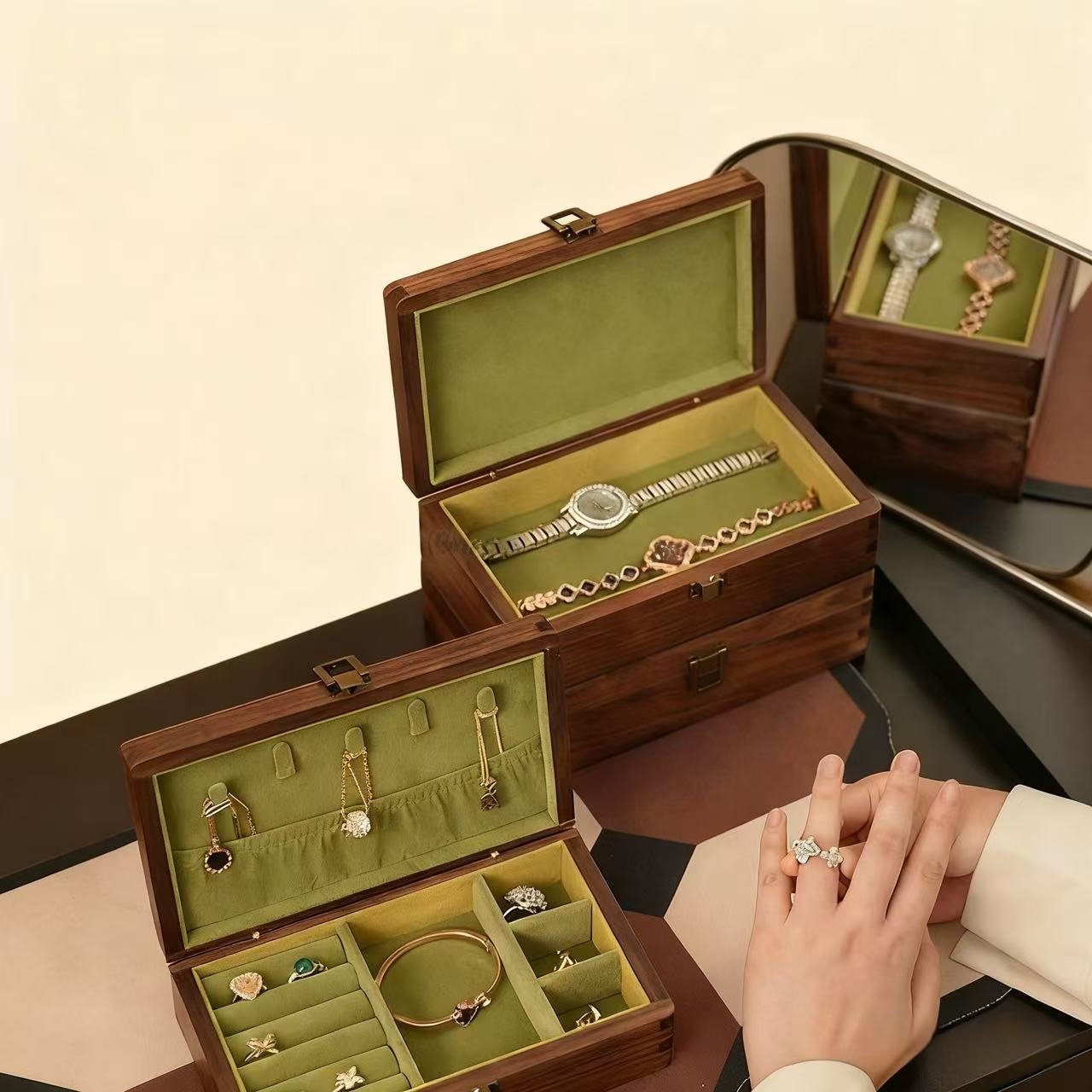 Premium Minimalist Walnut Jewelry Box, Solid Wood Design | Walnut Addicted