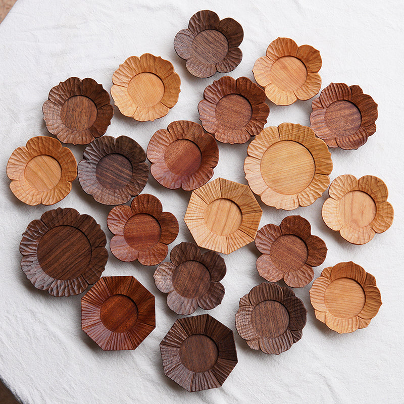 Floral Wooden Tea Coasters