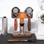 Gason solid walnut stand holding coffee portafilter