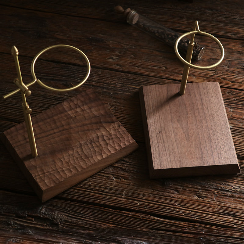 Handcrafted Brass and Walnut Coffee Filter Stand
