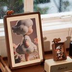 Handcrafted Cat-Shaped Black Walnut Photo Frame for Kids & Pets