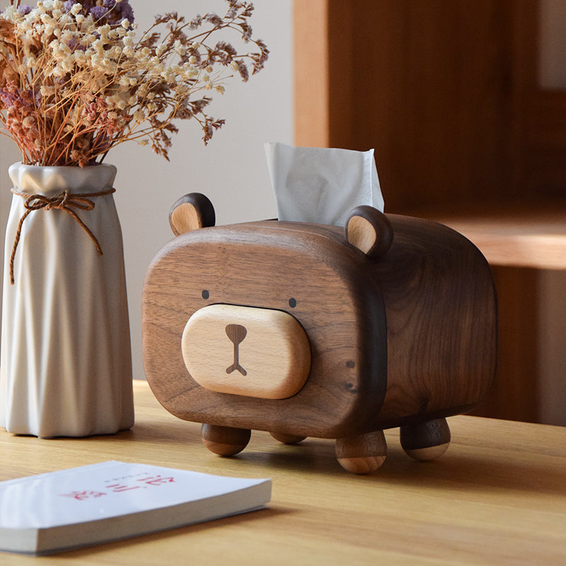 HoneyBear Walnut Wooden Tissue Box/Holder | Walnut Addicted