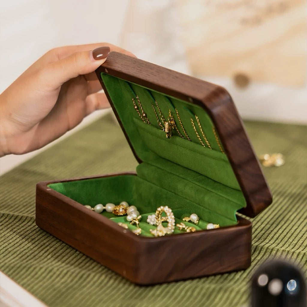 Lustina Solid Walnut Jewelry Box