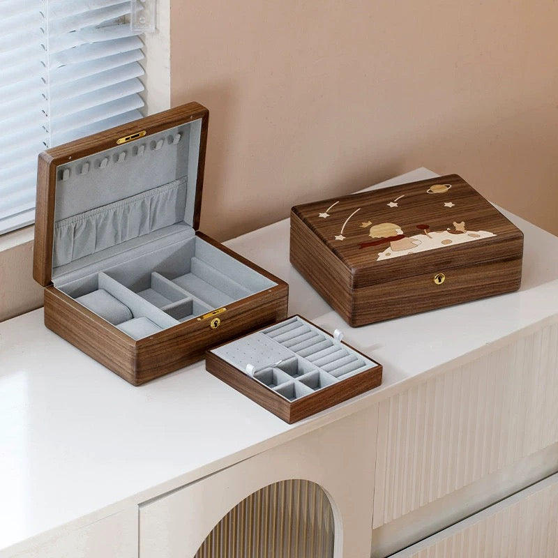 Stellary Walnut Wood Jewelry Box Collection