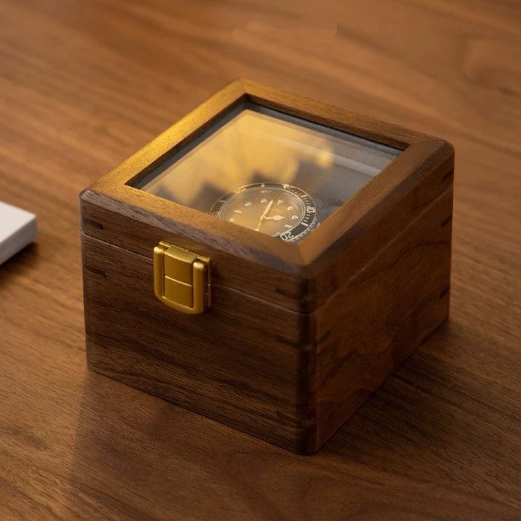 Cadran Solid Walnut Watch Box Collection with Glass Lid
