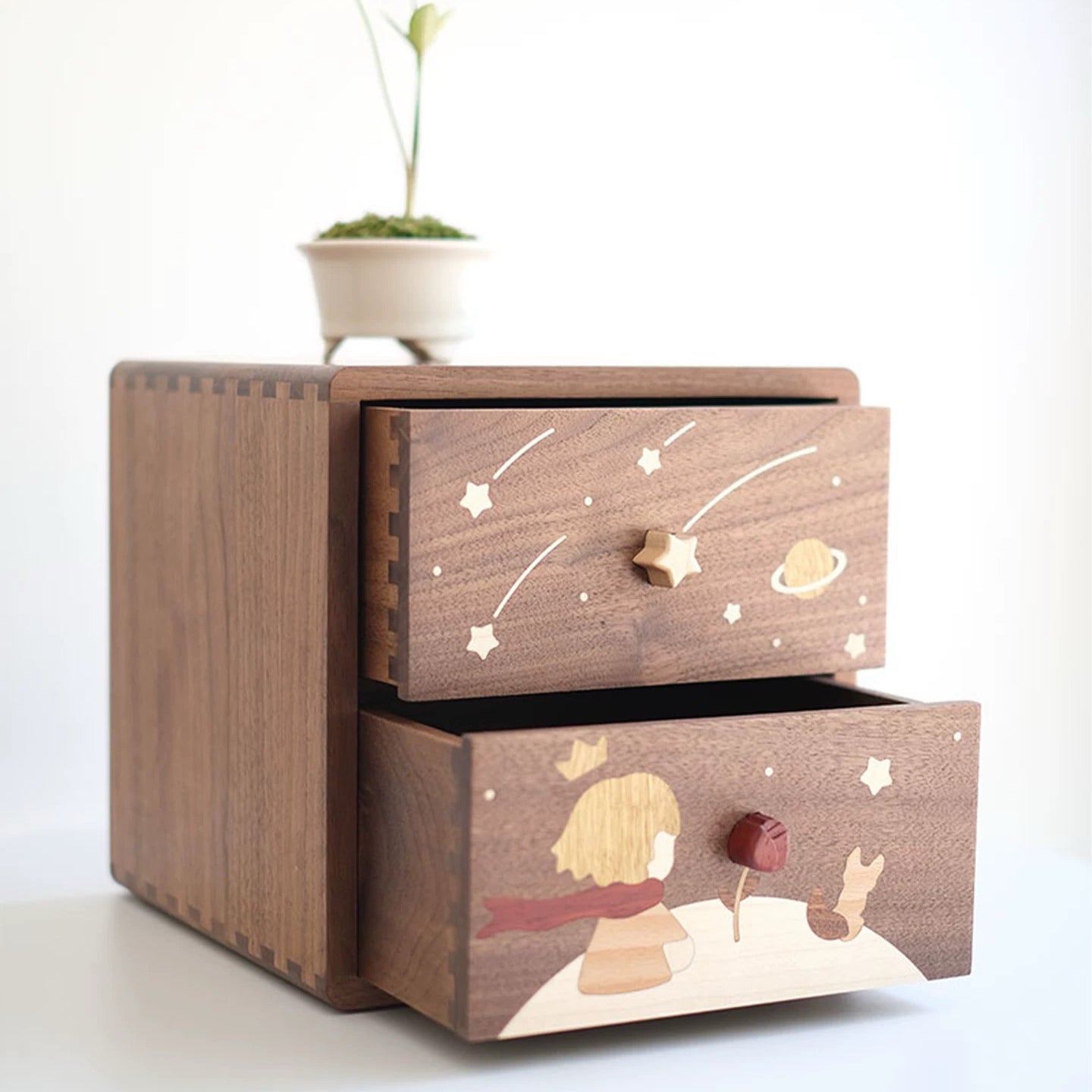 Caddy Solid Wood Two-Drawer Storage Cabinets