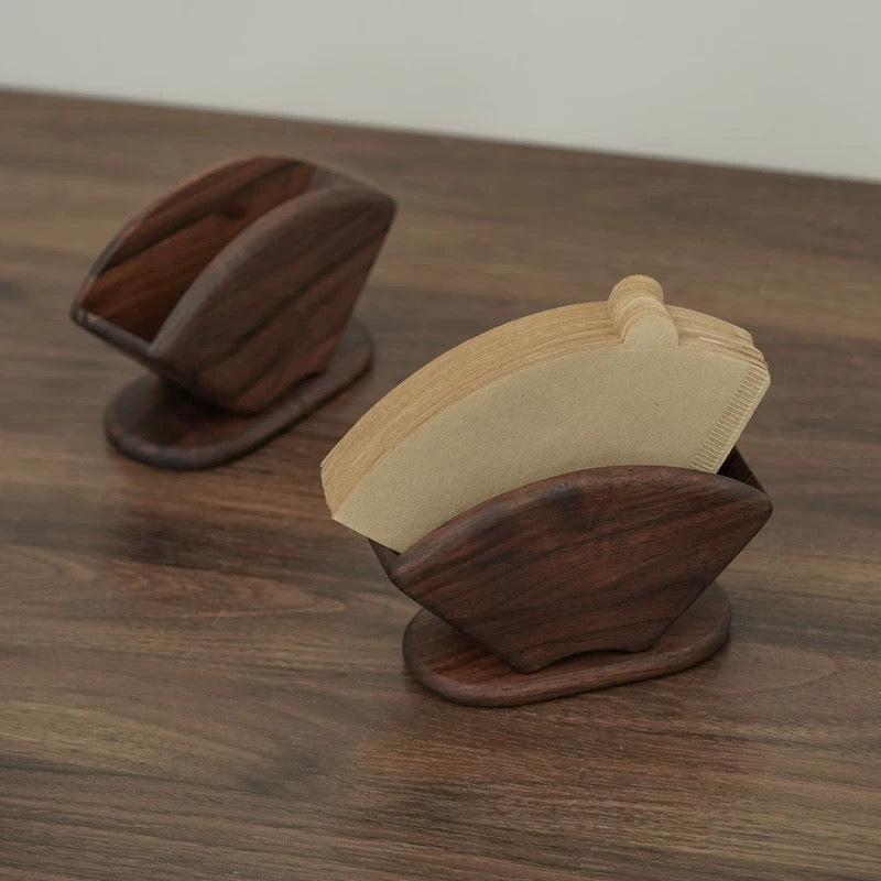 KAVÉ Aufbewahrungsbox für Kaffee, Zucker und Teebeutel aus Walnussholz