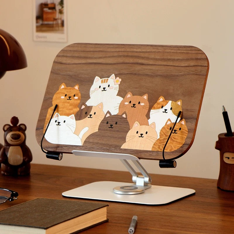 Bookwell 360° Adjustable Walnut Stand for Books and Tablets