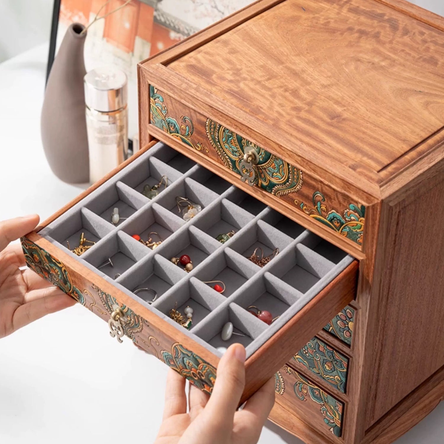 Orna Luxury Rosewood Jewelry Organizer Cabinet