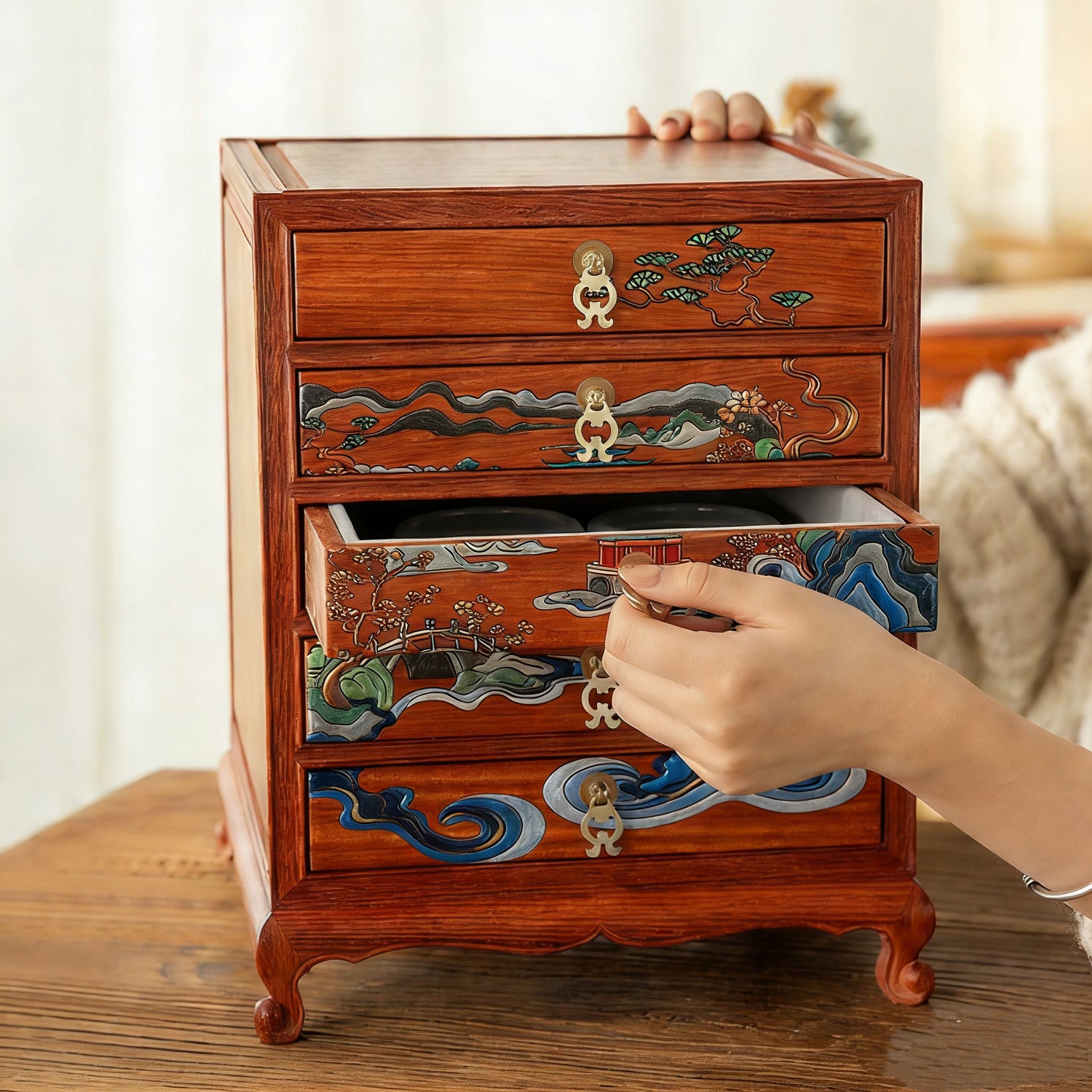 Orna Luxury Rosewood Jewelry Organizer Cabinet