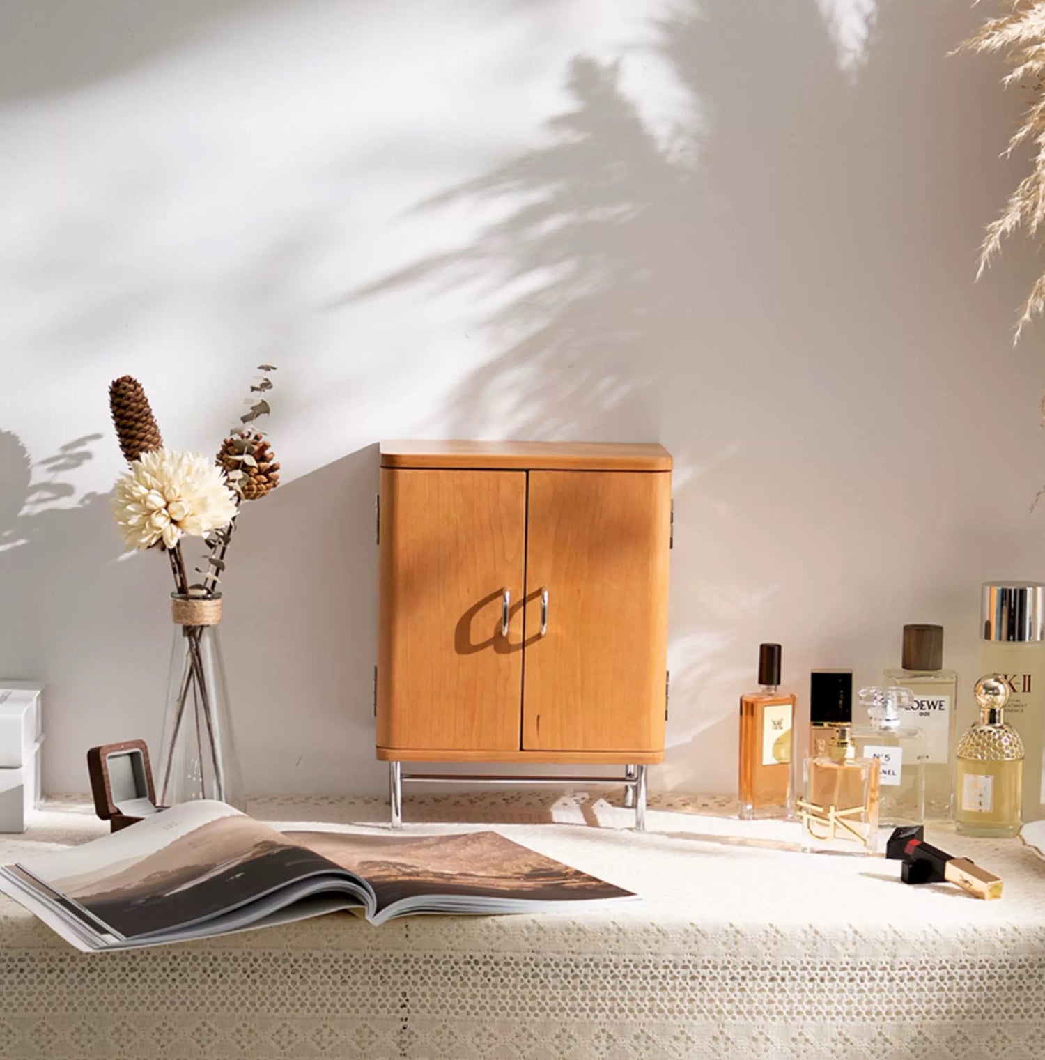 Lunor Solid Wood Jewelry Organizer Cabinet with 5 Drawers