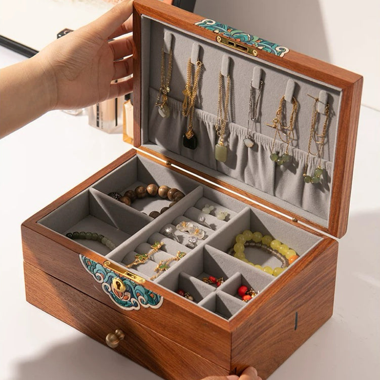 Solin Wooden Jewelry Box with Dual Drawers