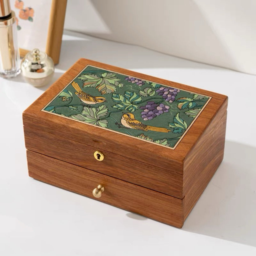 Luxury Traditional Eastern Wooden Jewelry Box with Dual Drawers