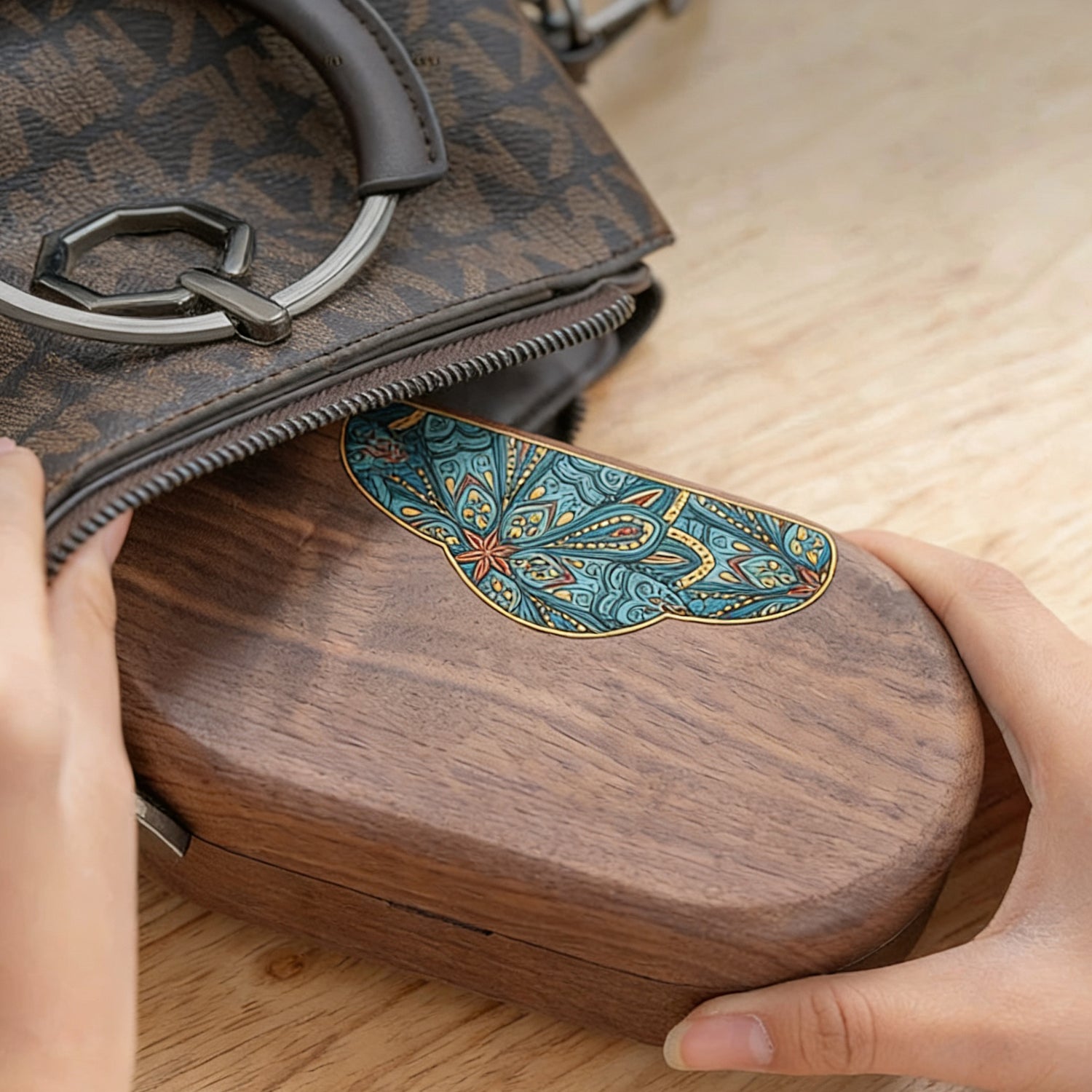 Pavo Solid Wood Oval Jewelry Box