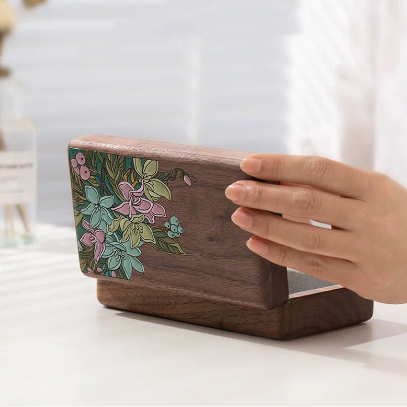 Floravia Solid Wood Floral Inlay Jewelry Box
