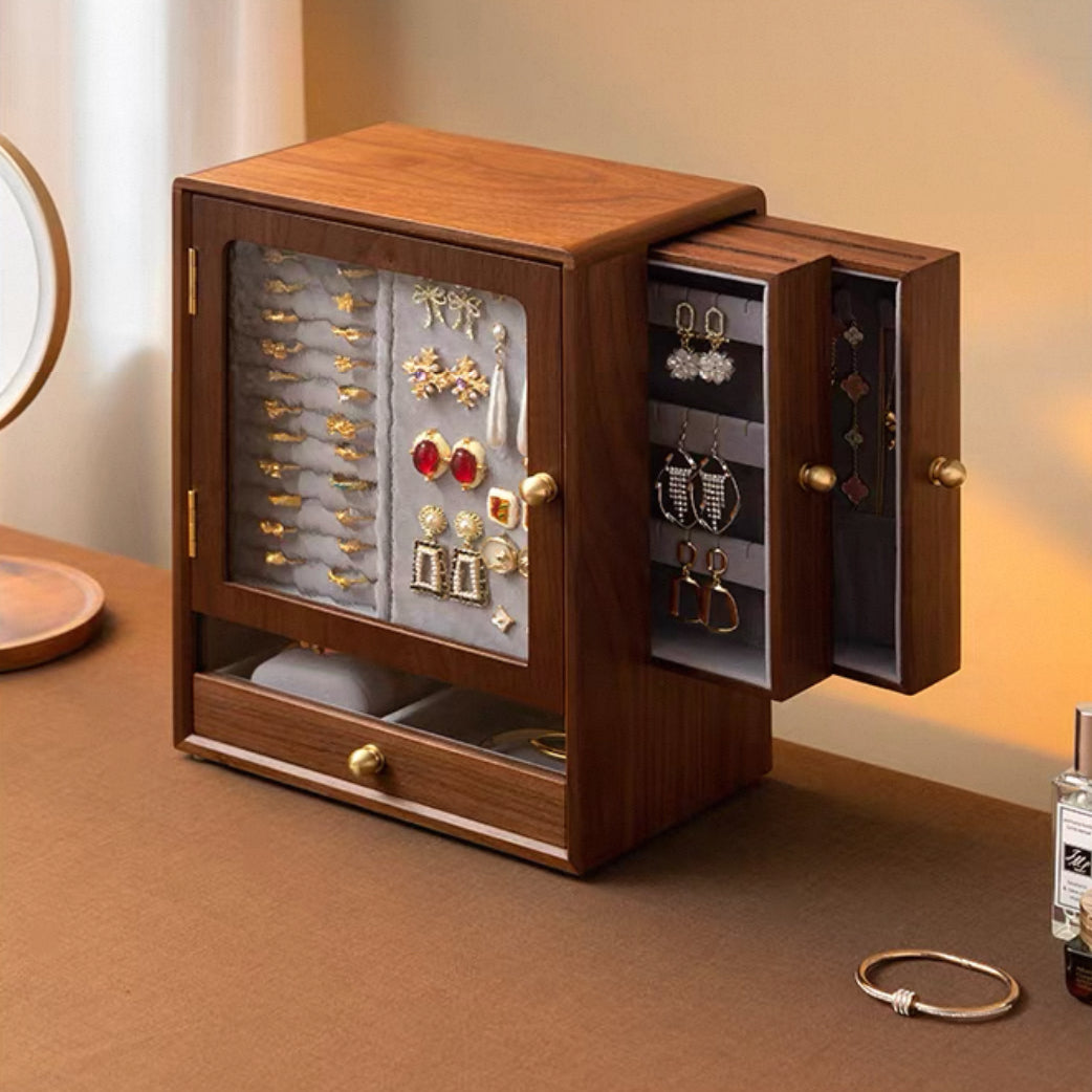 Rosalie Walnut Jewelry Organizer Cabinet