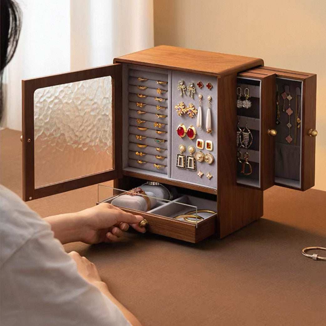 Rosalie Walnut Jewelry Organizer Cabinet