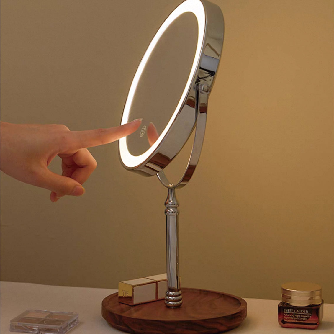 Espejo de Mesa LED de Nogal Helen